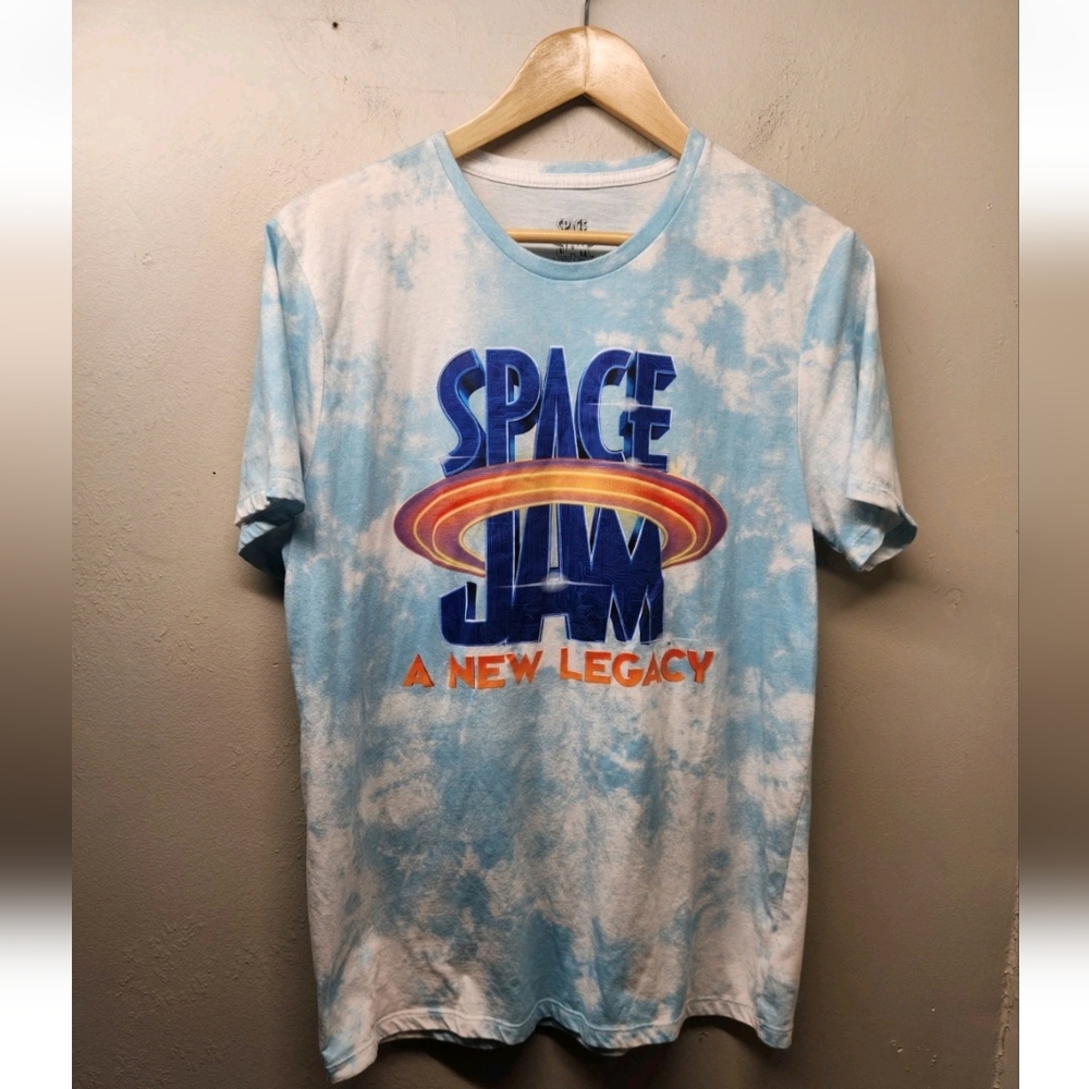 2021 Space Jam A New Legacy T Shirt Mens Large Blue Tie Dye LeBron James Movie